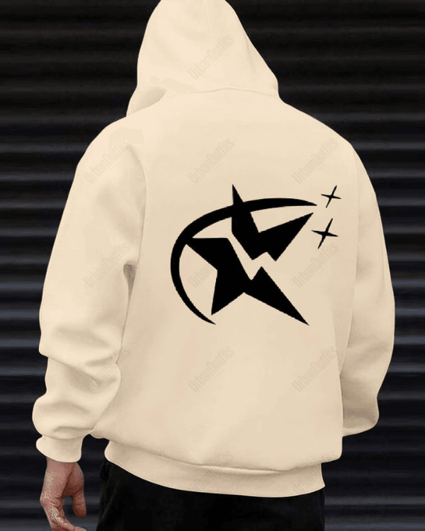 UrbanOutfits Men Oversized Hoodie Beige / Cotton-Fleece / S STAR - Men Oversized Hoodie