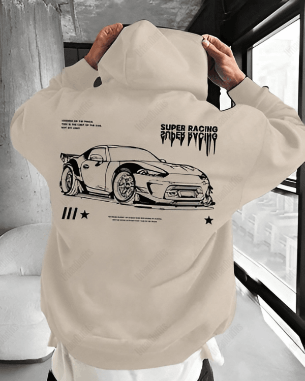 UrbanOutfits Men Oversized Hoodie Beige / Cotton-Fleece / S Super Racing - Men Oversized Hoodie [ Unisex ]