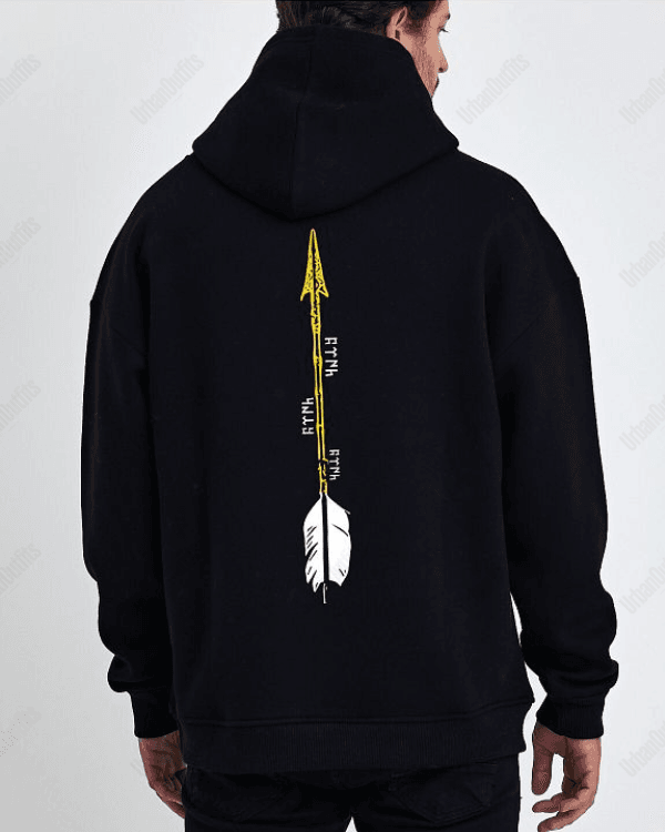 UrbanOutfits Men Oversized Hoodie Black / Cotton-Fleece / S Arrow - Men Oversized Hoodie [ Unisex ]