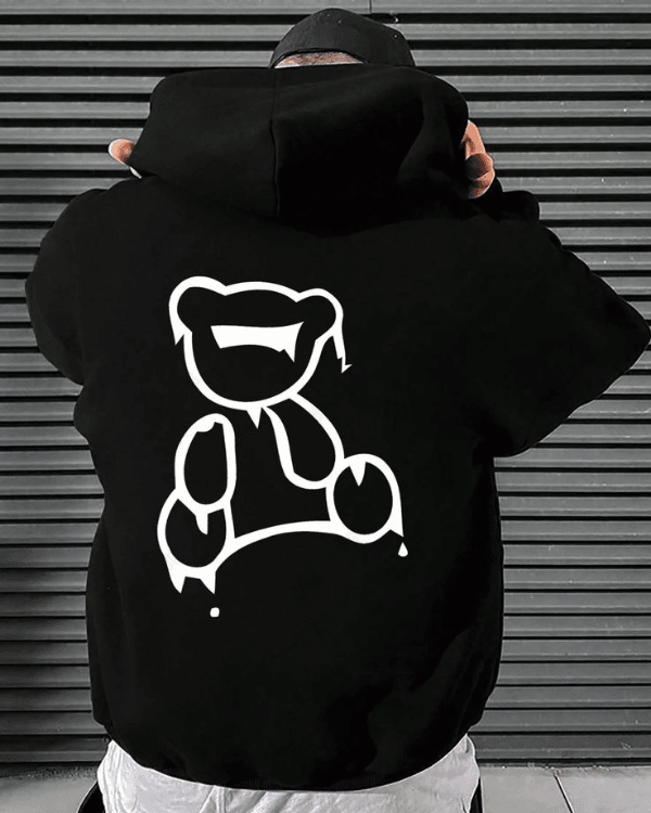 UrbanOutfits Men Oversized Hoodie Black / Cotton-Fleece / S Bear - Men Oversized Hoodie [ Unisex ]