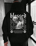 UrbanOutfits Men Oversized Hoodie Black / Cotton-Fleece / S blessed - Men Oversized Hoodie [ Unisex ]