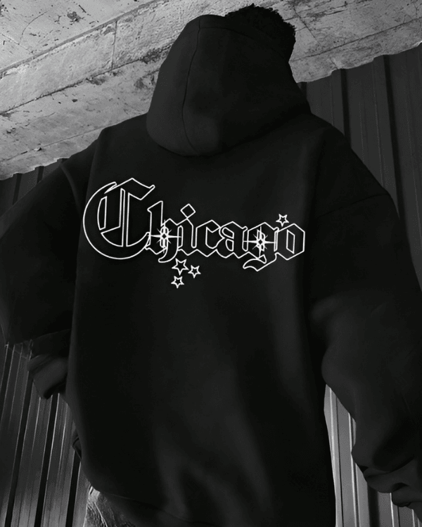 UrbanOutfits Men Oversized Hoodie Black / Cotton-Fleece / S Chicago - Men Oversized Hoodie [ Unisex ]