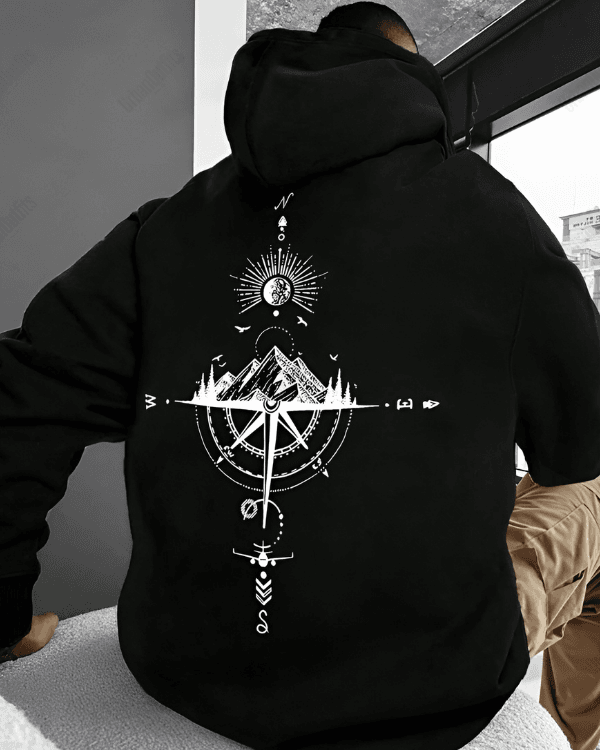 UrbanOutfits Men Oversized Hoodie Black / Cotton-Fleece / S Compass- Men Oversized Hoodie [ Unisex ]