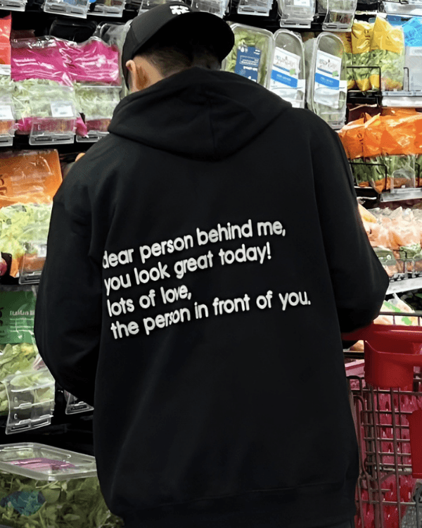 UrbanOutfits Men Oversized Hoodie Black / Cotton-Fleece / S dear person behind me - Men Oversized Hoodie [ Unisex ]
