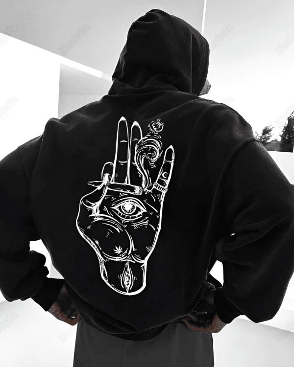 UrbanOutfits Men Oversized Hoodie Black / Cotton-Fleece / S EYE  - Men Oversized Hoodie