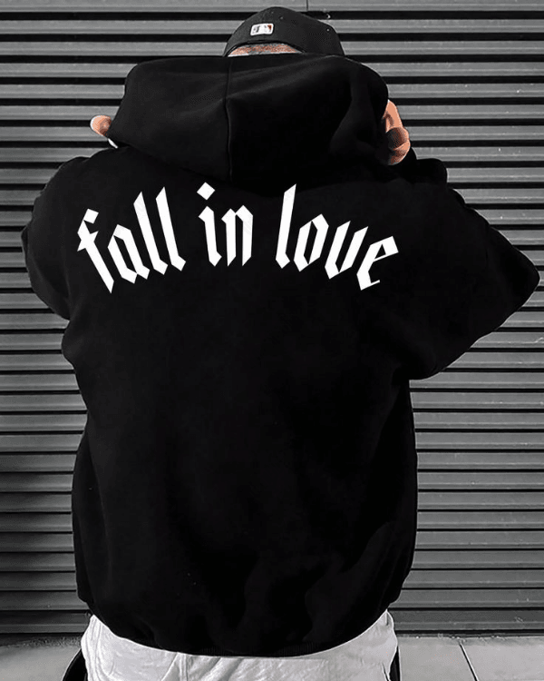 UrbanOutfits Men Oversized Hoodie Black / Cotton-Fleece / S Fall In Love - Men Oversized Hoodie [ Unisex ]