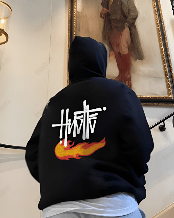 UrbanOutfits Men Oversized Hoodie Black / Cotton-Fleece / S FIRE - Men Oversized Hoodie [ Unisex ]