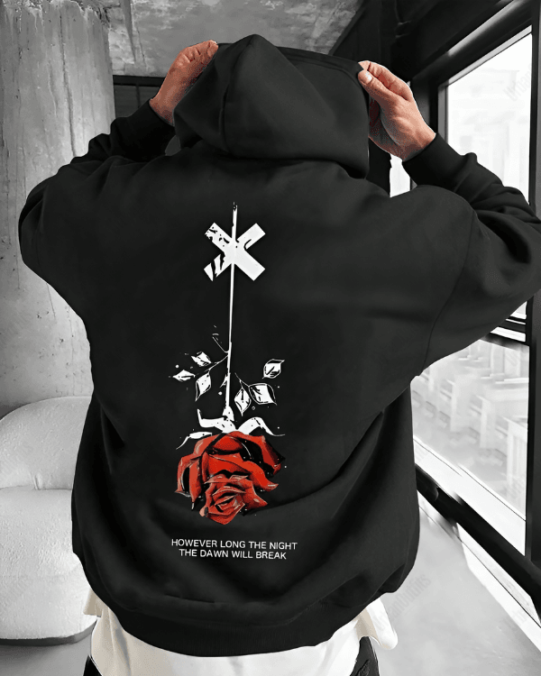 UrbanOutfits Men Oversized Hoodie Black / Cotton-Fleece / S Flower - Men Oversized Hoodie [ Unisex ]