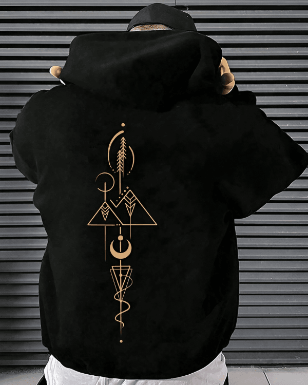 UrbanOutfits Men Oversized Hoodie Black / Cotton-Fleece / S Geometric - Men Oversized Hoodie [ Unisex ]