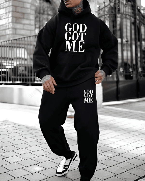 UrbanOutfits Men Oversized Hoodie Black / Cotton-Fleece / S GOD got me - Men Oversized Hoodie