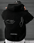 UrbanOutfits Men Oversized Hoodie Black / Cotton-Fleece / S Hands - Men Oversized Hoodie [ Unisex ]