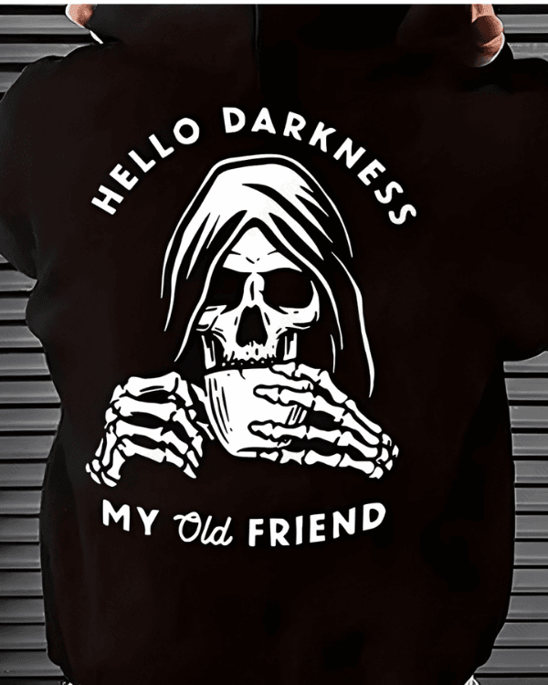 UrbanOutfits Men Oversized Hoodie Black / Cotton-Fleece / S Hello Darkness - Men Oversized Hoodie