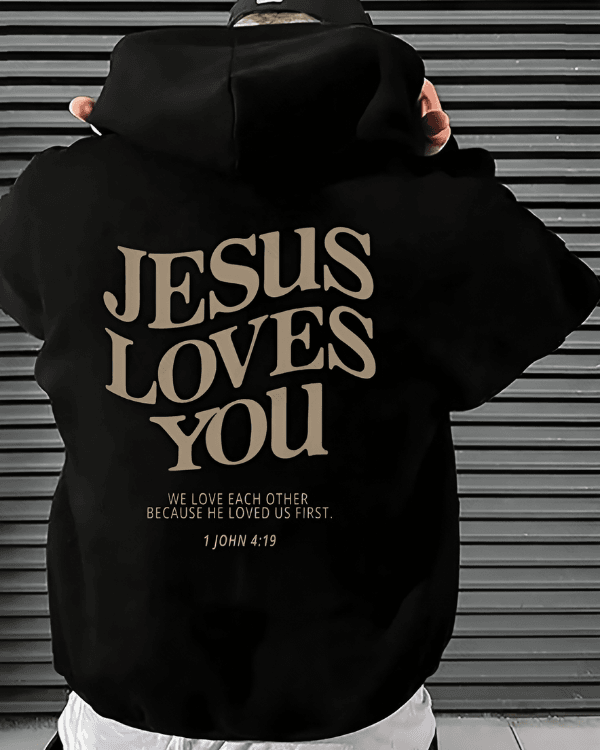 UrbanOutfits Men Oversized Hoodie Black / Cotton-Fleece / S JESUS loves you - Men Oversized Hoodie [ Unisex ]