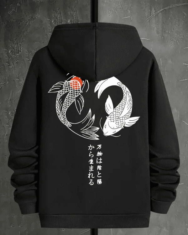 UrbanOutfits Men Oversized Hoodie Black / Cotton-Fleece / S koi Fish - Men Oversized Hoodie [ Unisex ]