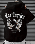 UrbanOutfits Men Oversized Hoodie Black / Cotton-Fleece / S Los Angeles  - Men Oversized Hoodie [ Unisex ]