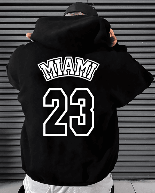 UrbanOutfits Men Oversized Hoodie Black / Cotton-Fleece / S Miami 23 - Men Oversized Hoodie [ Unisex ]