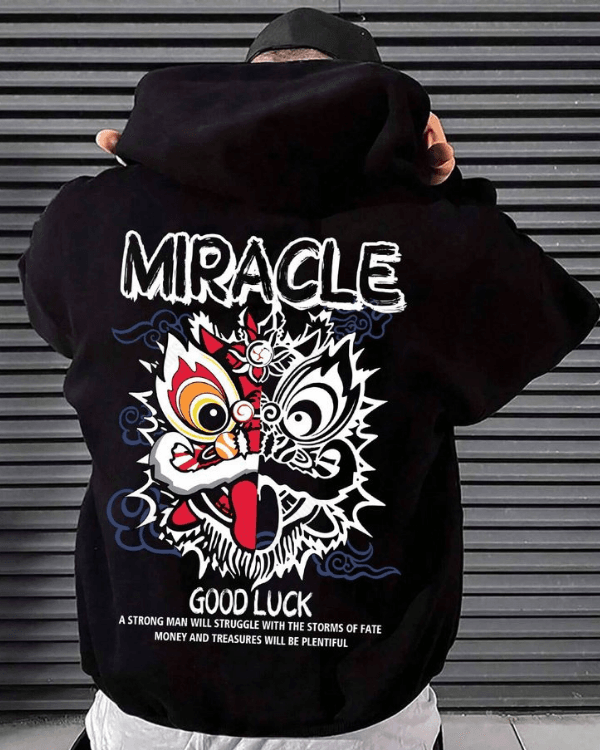UrbanOutfits Men Oversized Hoodie Black / Cotton-Fleece / S Miracle - Men Oversized Hoodie [ Unisex ]
