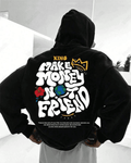 UrbanOutfits Men Oversized Hoodie Black / Cotton-Fleece / S Money Not Friend - Men Oversized Hoodie  [ Unisex ]