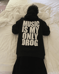 UrbanOutfits Men Oversized Hoodie Black / Cotton-Fleece / S Music is my only drug - Men Oversized Hoodie [ Unisex ]