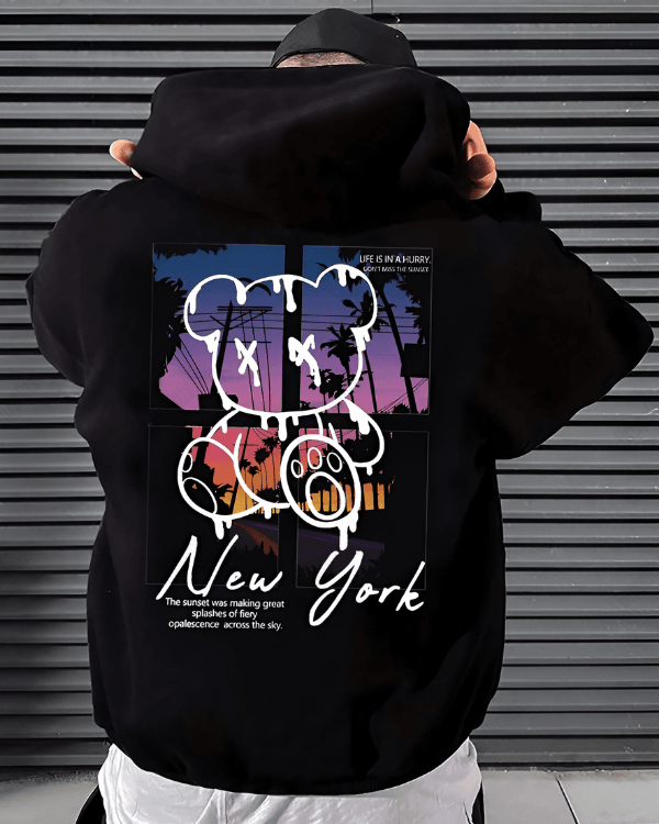 UrbanOutfits Men Oversized Hoodie Black / Cotton-Fleece / S New York - Men Oversized Hoodie [ Unisex ]