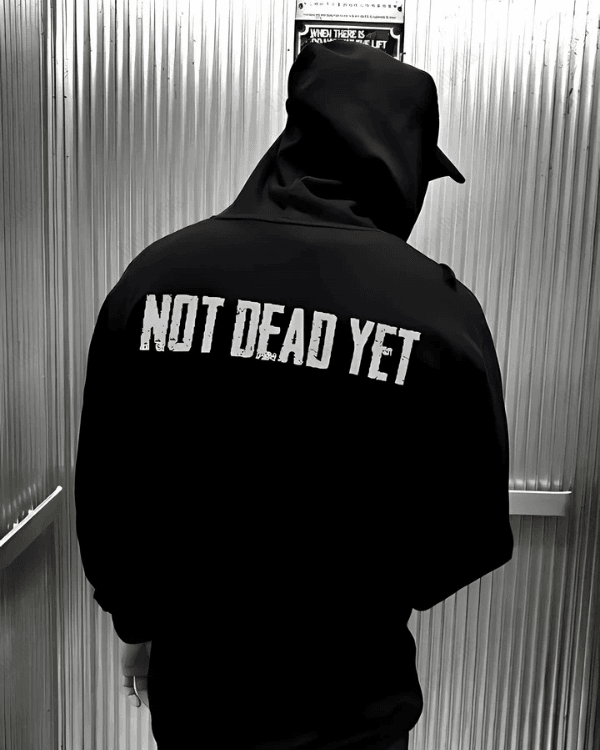 UrbanOutfits Men Oversized Hoodie Black / Cotton-Fleece / S NOT DEAD YET - Men Oversized Hoodie [ Unisex ]