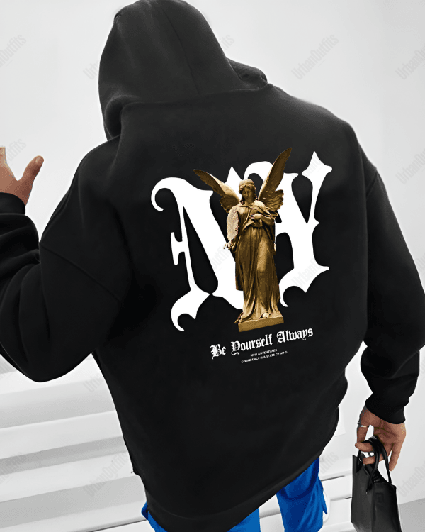 UrbanOutfits Men Oversized Hoodie Black / Cotton-Fleece / S NY - Men Oversized Hoodie [ Unisex ]