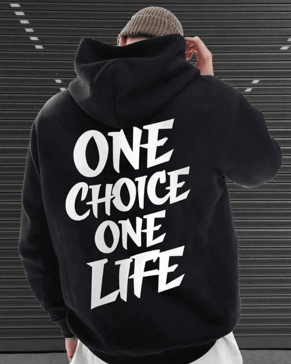 UrbanOutfits Men Oversized Hoodie Black / Cotton-Fleece / S ONE CHOICE ONE LIFE - Men Oversized Hoodie [ Unisex ]