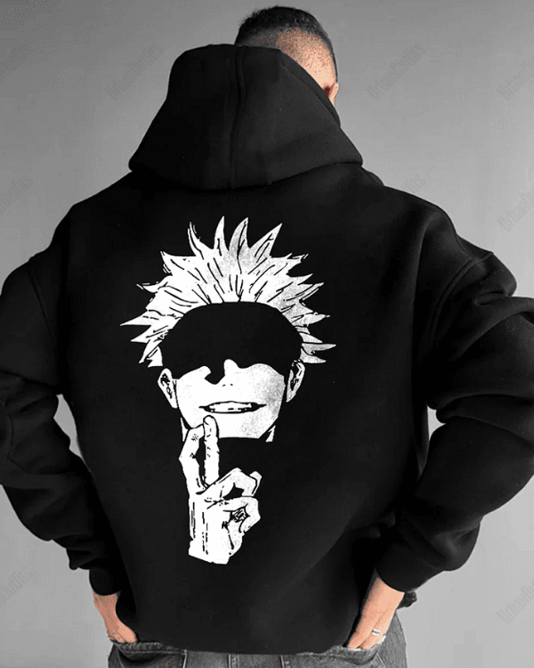 UrbanOutfits Men Oversized Hoodie Black / Cotton-Fleece / S Saturo Gojo - Men Oversized Hoodie [ Unisex ]