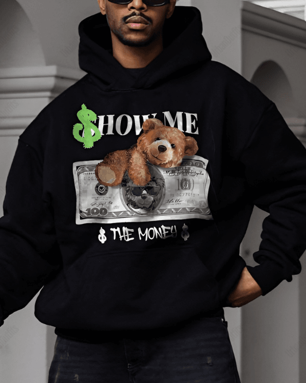 UrbanOutfits Men Oversized Hoodie Black / Cotton-Fleece / S Show me money - Men Oversized Hoodie [ Unisex ]