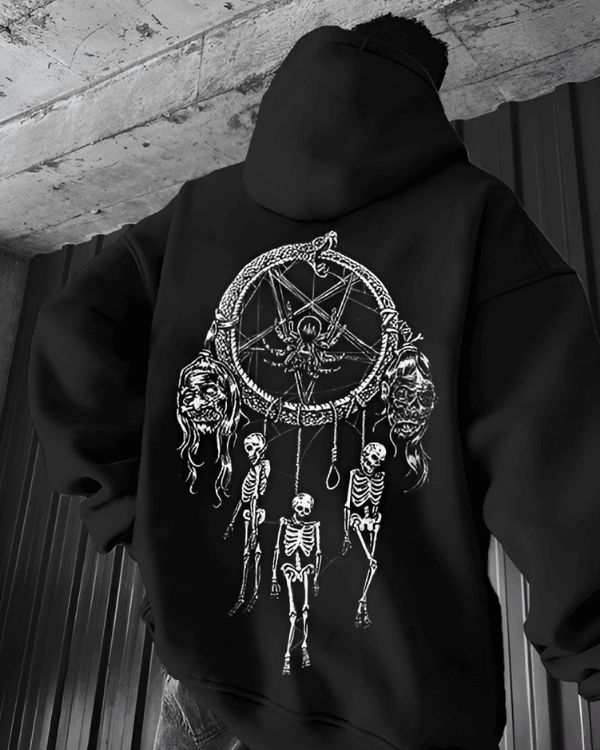 UrbanOutfits Men Oversized Hoodie Black / Cotton-Fleece / S Skeletons - Men Oversized Hoodie [ Unisex ]