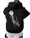 UrbanOutfits Men Oversized Hoodie Black / Cotton-Fleece / S Skull Flower - Men Oversized Hoodie [ Unisex ]