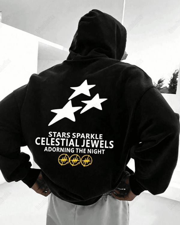 UrbanOutfits Men Oversized Hoodie Black / Cotton-Fleece / S Stars - Men Oversized Hoodie [ Unisex ]