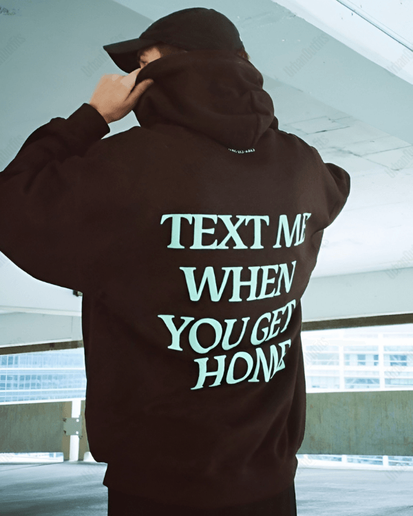 UrbanOutfits Men Oversized Hoodie Brown / Cotton-Fleece / S Test me when you get home - Men Oversized Hoodie