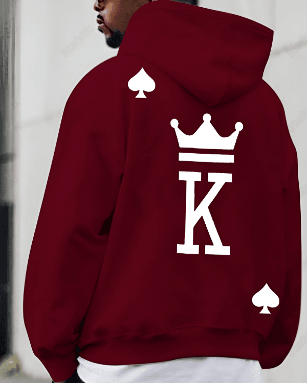 UrbanOutfits Men Oversized Hoodie burgundy / Cotton-Fleece / S KING - Men Oversized Hoodie [ Unisex ]