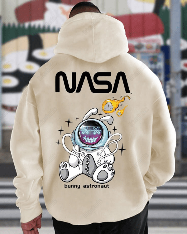 UrbanOutfits Men Oversized Hoodie Creamy / Cotton-Fleece / S NASA- Men Oversized Hoodie