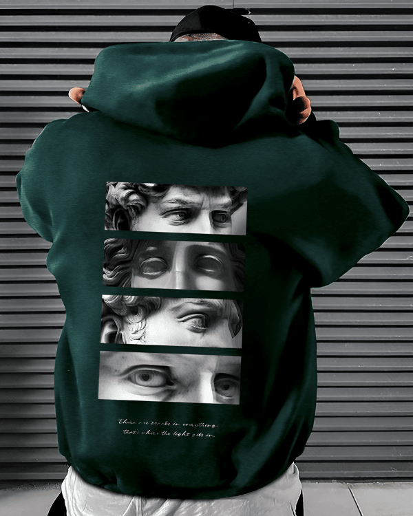 UrbanOutfits Men Oversized Hoodie Dark green / Cotton-Fleece / S EYES - Men Oversized Hoodie