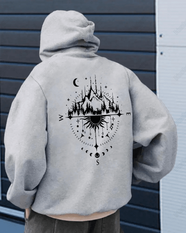 UrbanOutfits Men Oversized Hoodie Gray / Cotton-Fleece / S Sun & Mountain - Men Oversized Hoodie [ Unisex ]