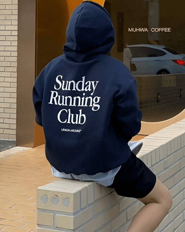 UrbanOutfits Men Oversized Hoodie navy / Cotton-Fleece / S Sunday Running Club - Men Oversized Hoodie [ Unisex ]