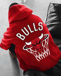 UrbanOutfits Men Oversized Hoodie Red / Cotton-Fleece / S BULLS  - Men Oversized Hoodie [ Unisex ]