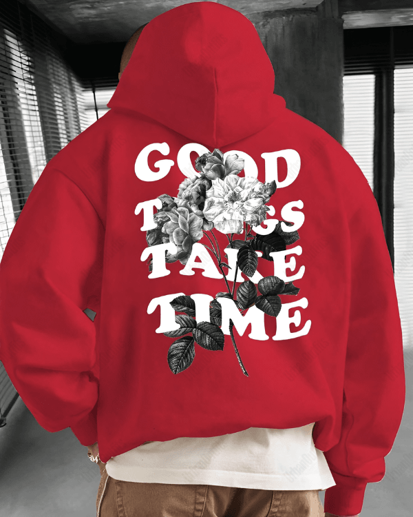 UrbanOutfits Men Oversized Hoodie Red / Cotton-Fleece / S Good Time - Men Oversized Hoodie [ Unisex ]