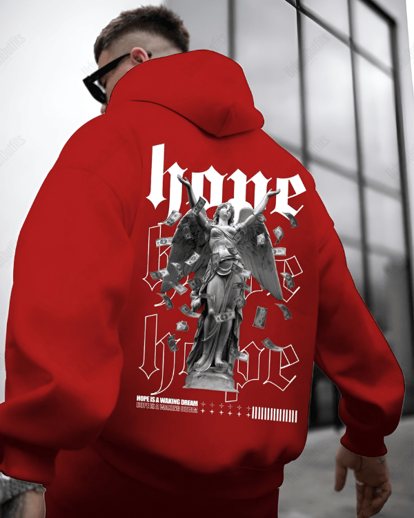 UrbanOutfits Men Oversized Hoodie Red / Cotton-Fleece / S Hope - Men Oversized Hoodie [ Unisex ]