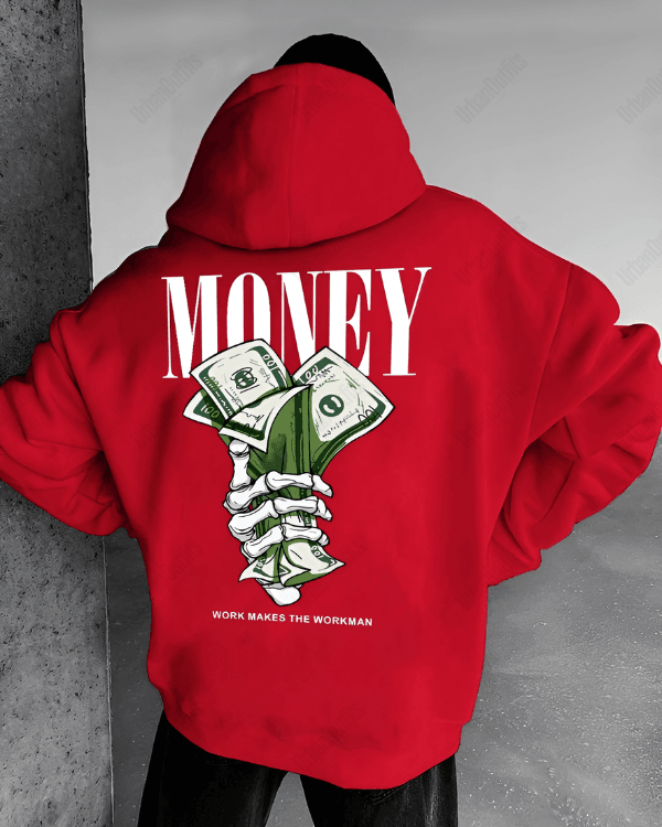 UrbanOutfits Men Oversized Hoodie Red / Cotton-Fleece / S Money - Men Oversized Hoodie [ Unisex ]