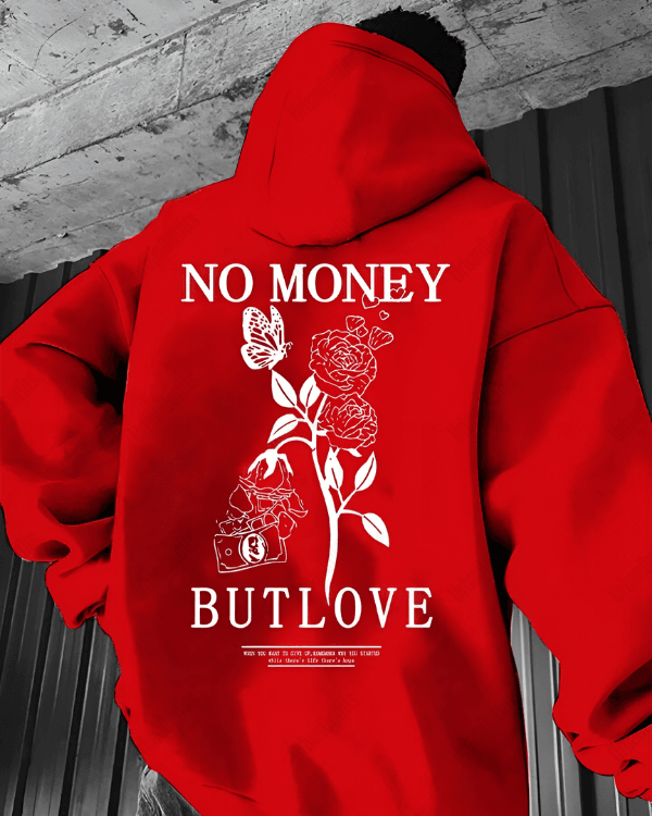 UrbanOutfits Men Oversized Hoodie Red / Cotton-Fleece / S No Money - Men Oversized Hoodie [ Unisex ]