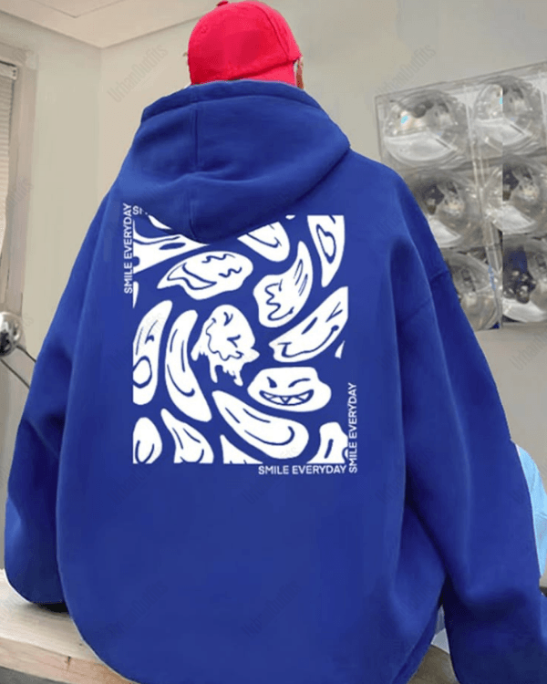 UrbanOutfits Men Oversized Hoodie Royal Blue / Cotton-Fleece / S Smile Everyday - Men Oversized Hoodie [ Unisex ]