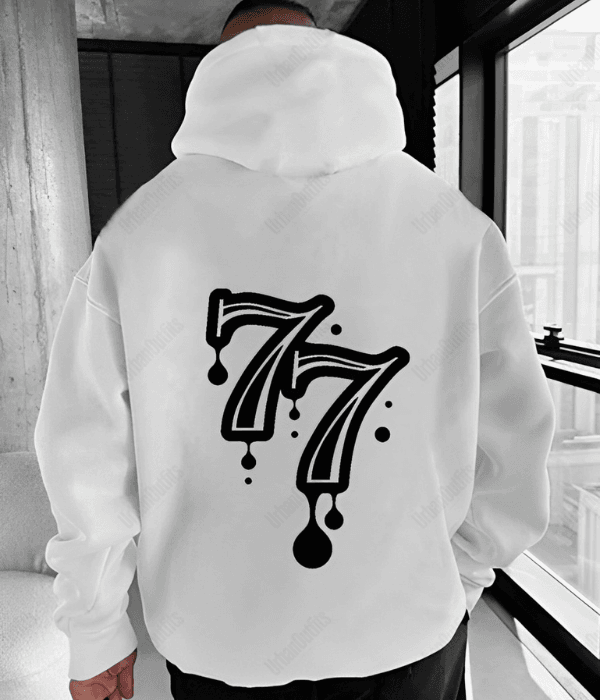 UrbanOutfits Men Oversized Hoodie White / Cotton-Fleece / S ' 77 ' Men Oversized Hoodie