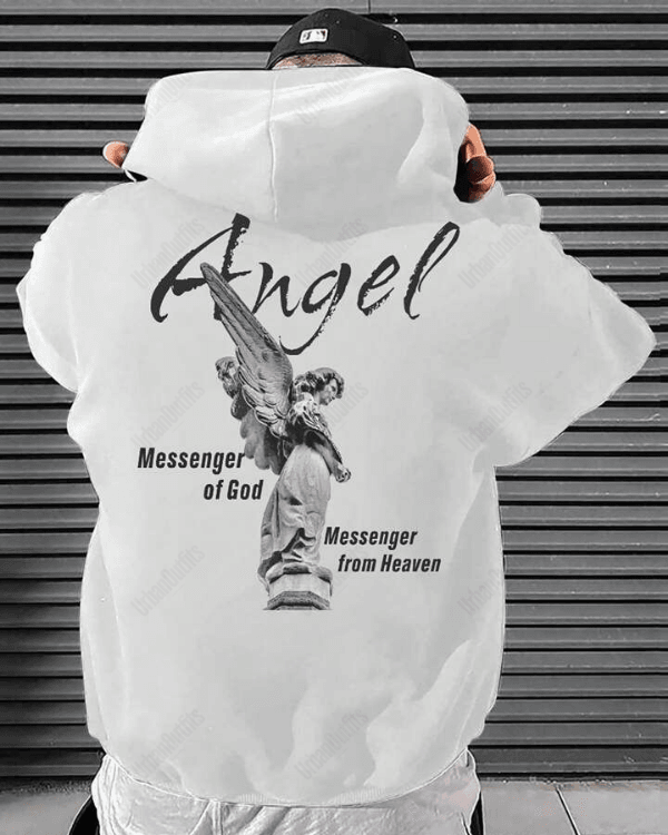 UrbanOutfits Men Oversized Hoodie White / Cotton-Fleece / S Angel - Men Oversized Hoodie [ Unisex ]