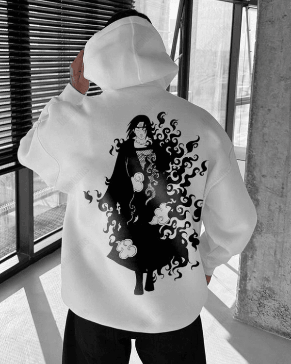 UrbanOutfits Men Oversized Hoodie White / Cotton-Fleece / S Anime Itachi  - Men Oversized Hoodie [ Unisex ]