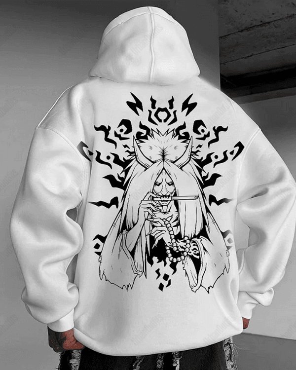 UrbanOutfits Men Oversized Hoodie White / Cotton-Fleece / S Anime - Men Oversized Hoodie [ Unisex ]