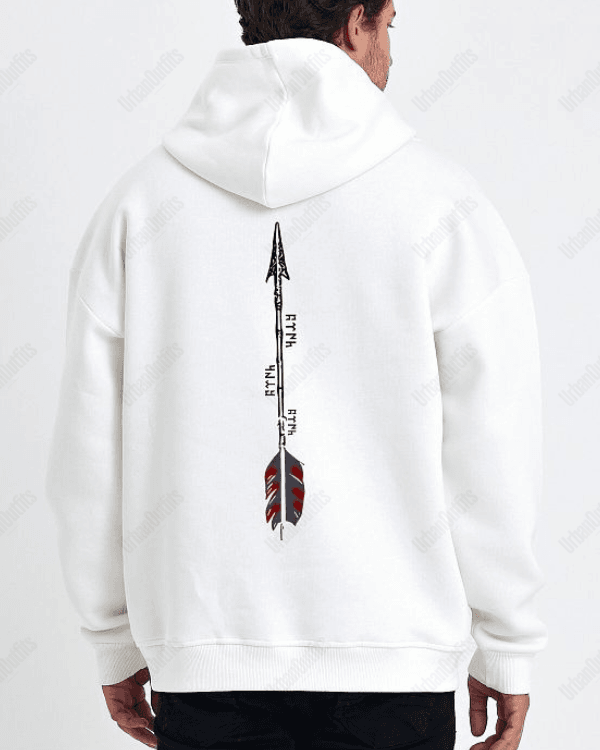 UrbanOutfits Men Oversized Hoodie White / Cotton-Fleece / S Arrow - Men Oversized Hoodie [ Unisex ]