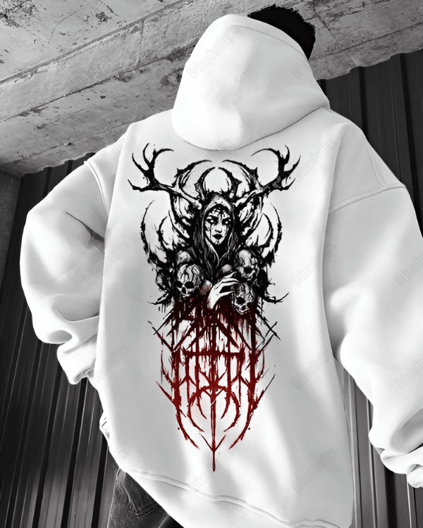 UrbanOutfits Men Oversized Hoodie White / Cotton-Fleece / S Bones - Men Oversized Hoodie [ Unisex ]